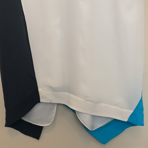 A/X Armani Exchange blue and white color block with asymmetrical hem dress - Picture 4 of 6